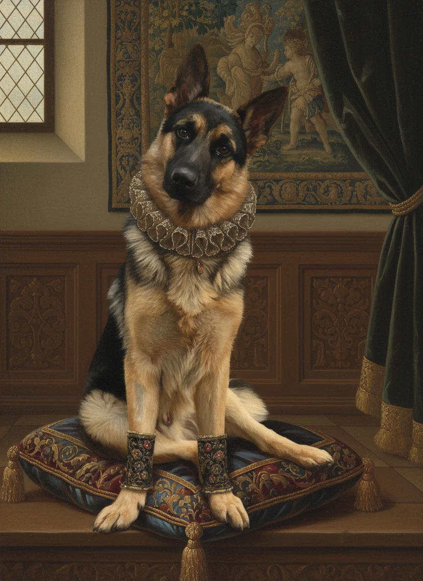 Duitse Herder hond portret klassiek Renaissance