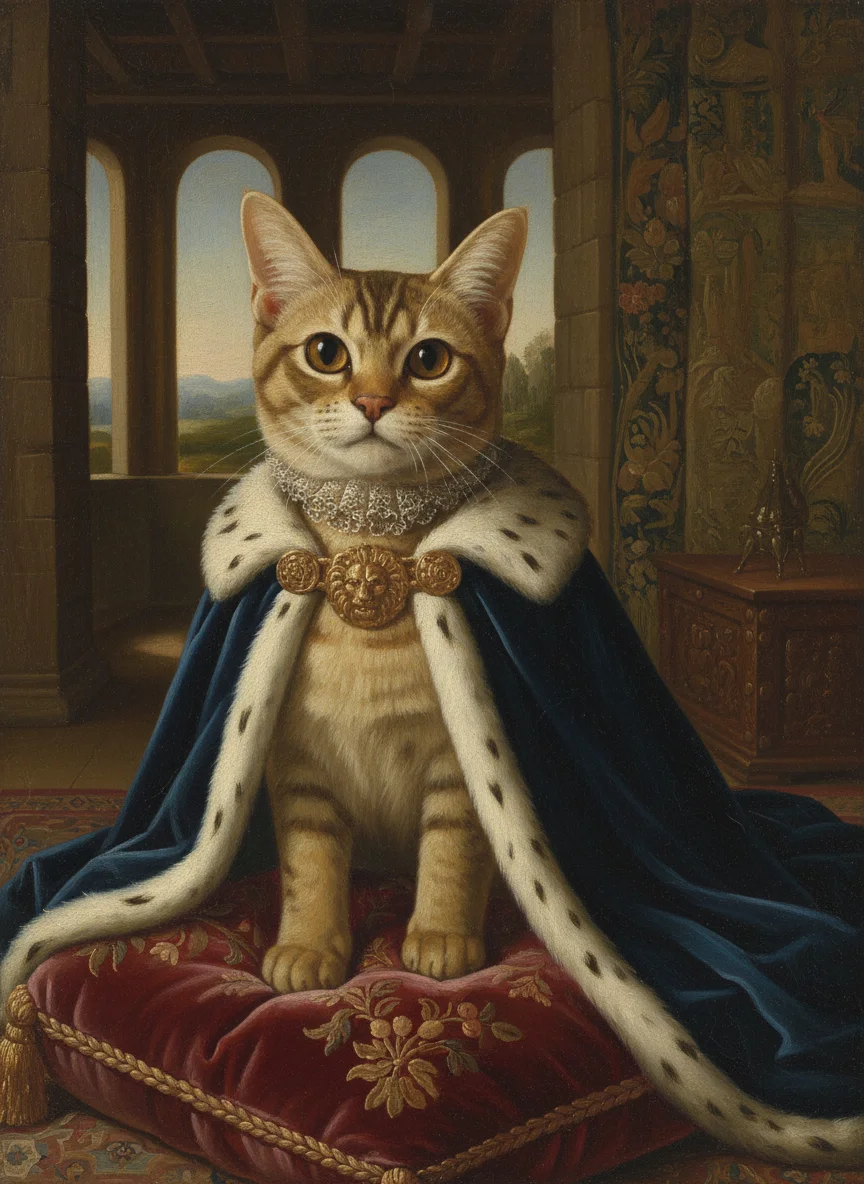 Rode kat portret Renaissance stijl - klassiek kattenportret